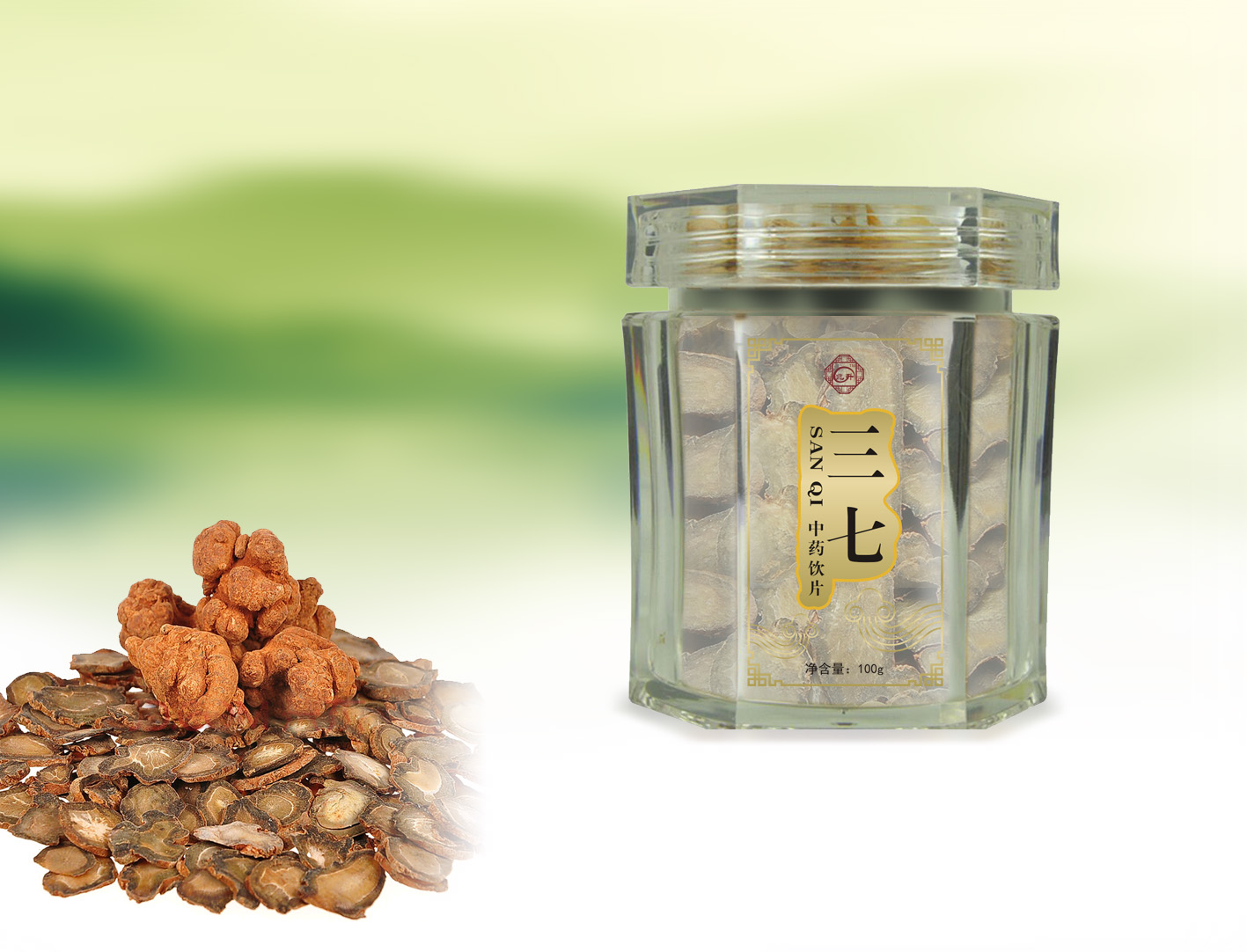 六角亞克力罐裝飲片-三七