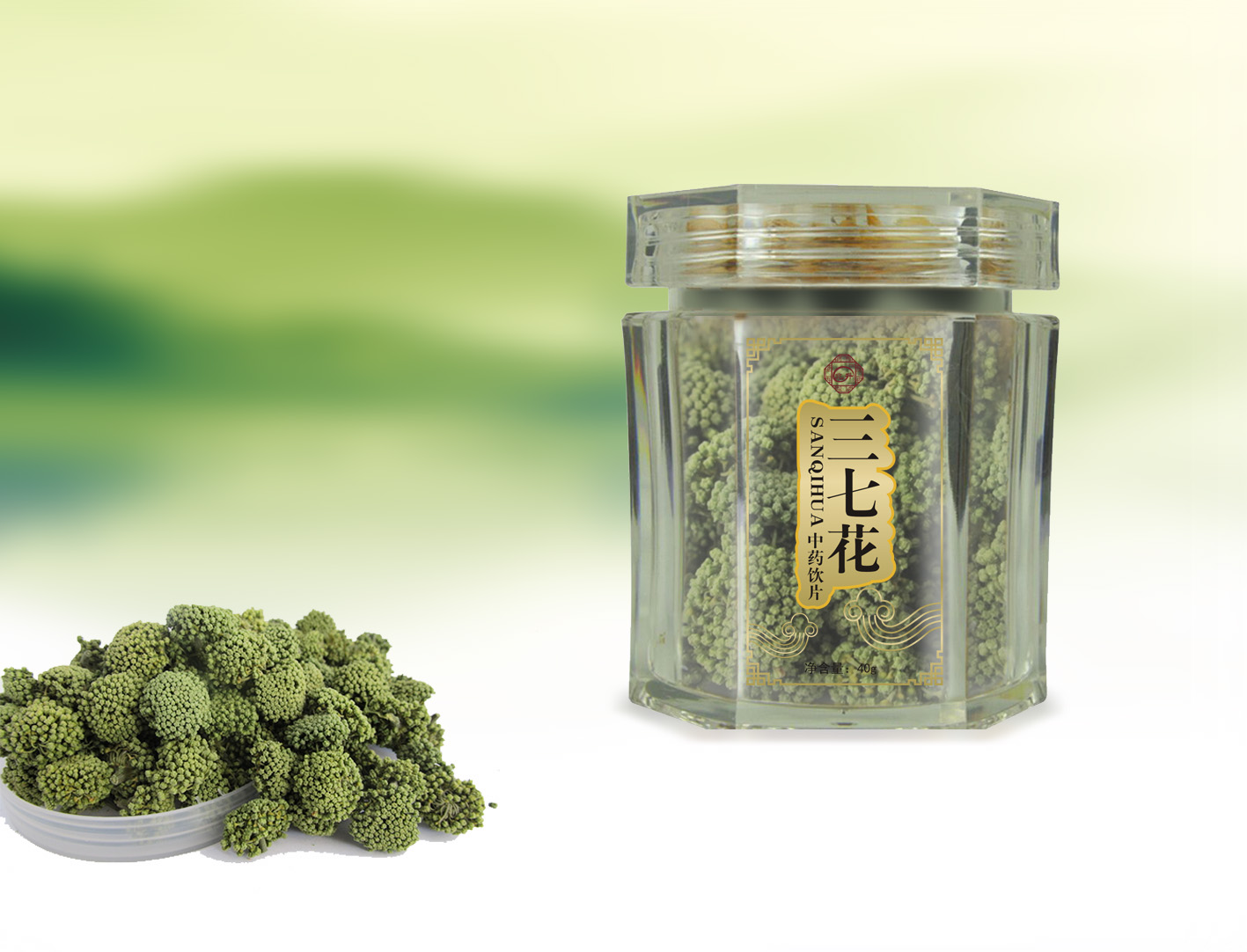 六角亞克力罐裝飲片-三七花